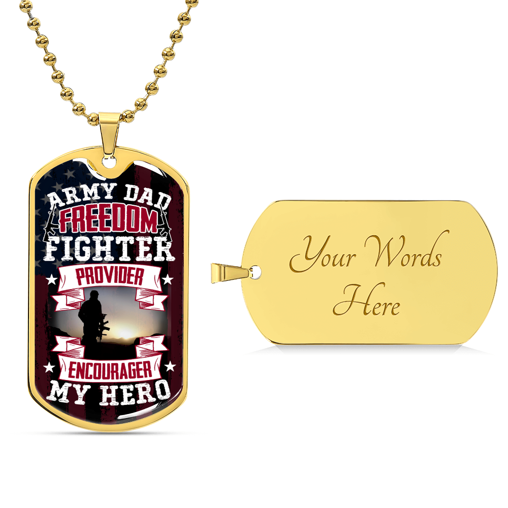Collection Dad - Army Freedom - Dog Tag Necklace - Army Tag Necklace, Dog Tag Necklace
