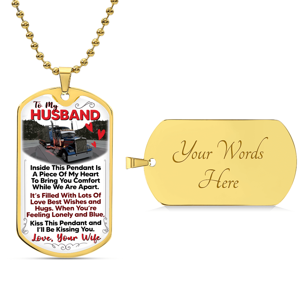 To My Husband, Trucker Gift - Gift For Him, Gift For Husband Trucker, Gift From Truckers Wife, Birthday Gift Trucker, Best Trucker - Army Tag Necklace, Dog Tag Necklace