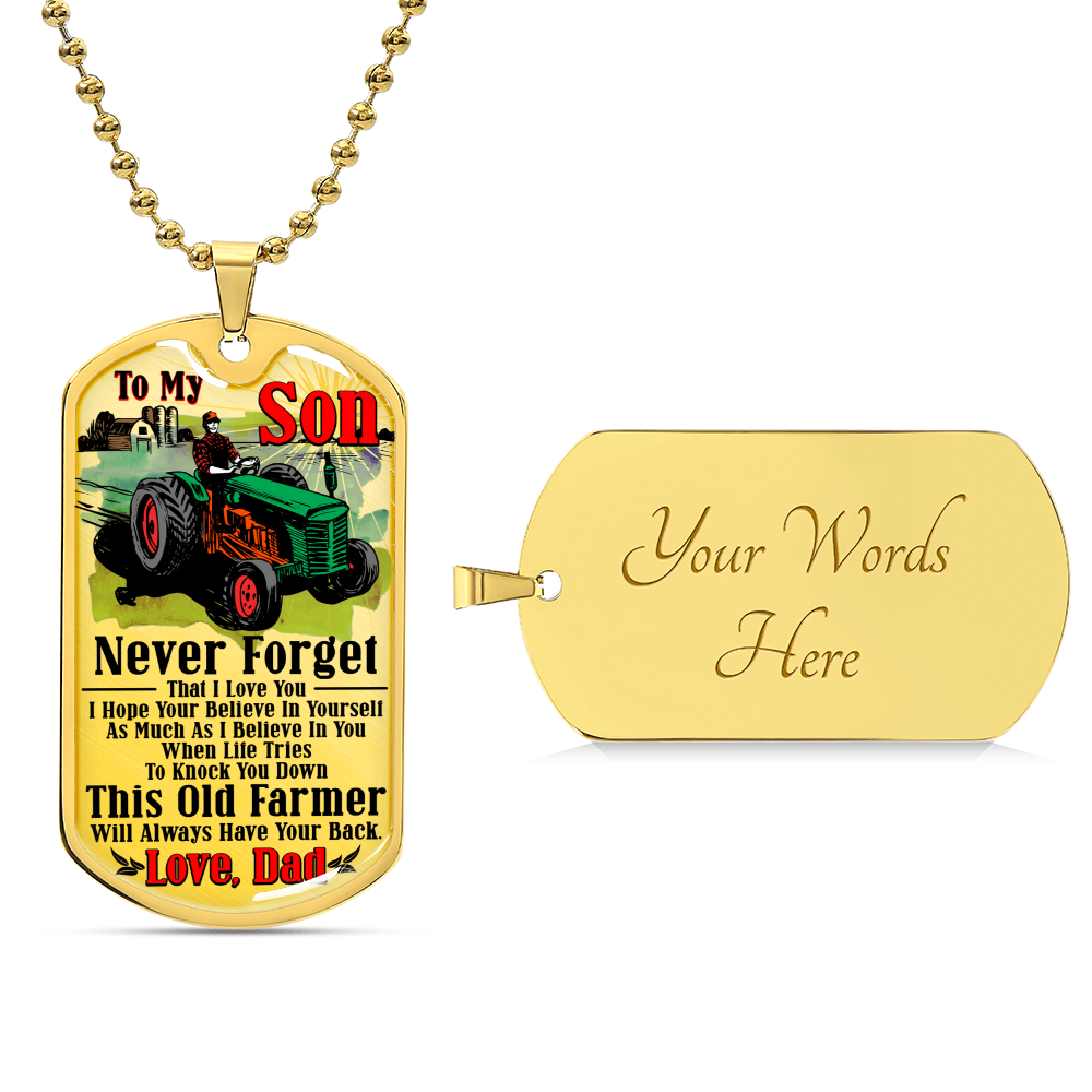 Farmer's Son - Premium Dog Tag - Army Tag Necklace, Dog Tag Necklace