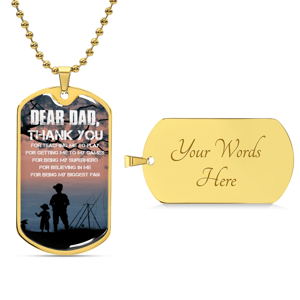 Dear Dad Thank You - Army Tag Necklace, Dog Tag Necklace