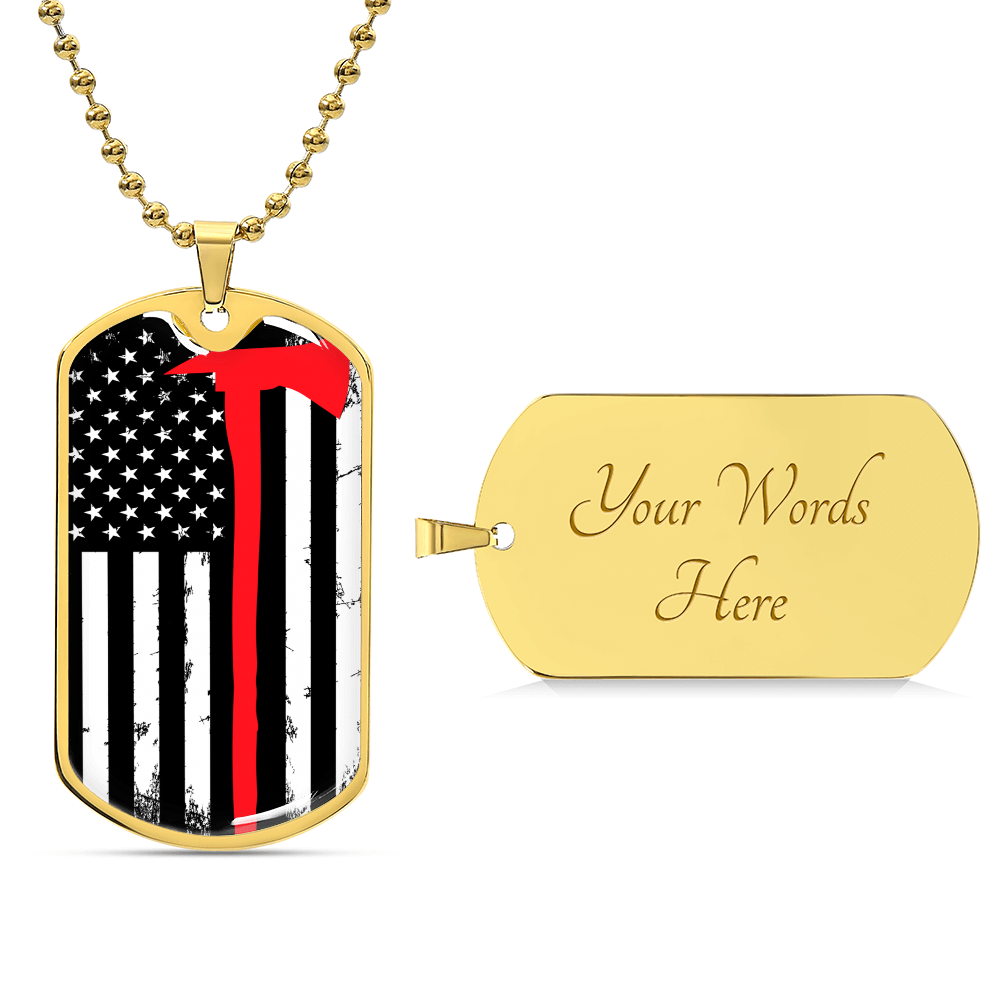 The Thin Red Line Firefighter Dog Tag Pendant Necklace Gifts Engraved Fireman's Dog Tag Engraved Firefighter Dog Tag - Army Tag Necklace, Dog Tag Necklace