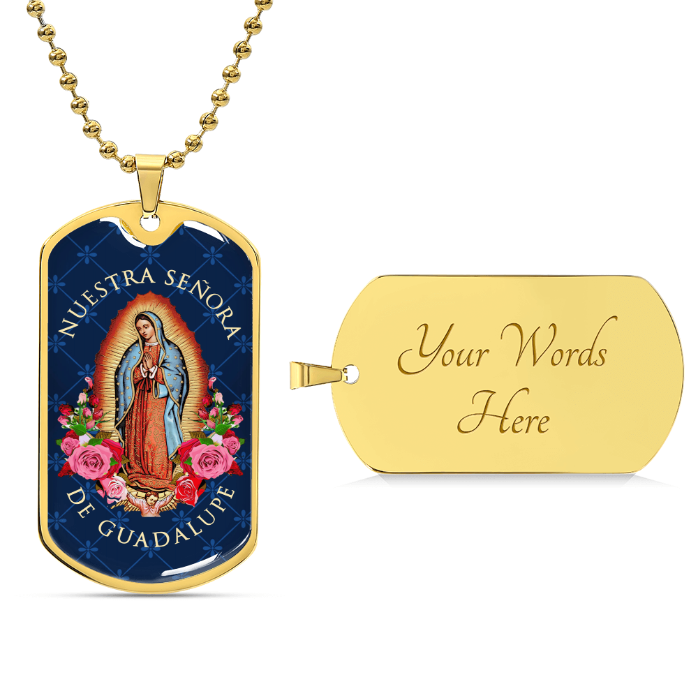 Nuestra Señora De Guadalupe Luxury Dog Tag Necklace - Army Tag Necklace, Dog Tag Necklace