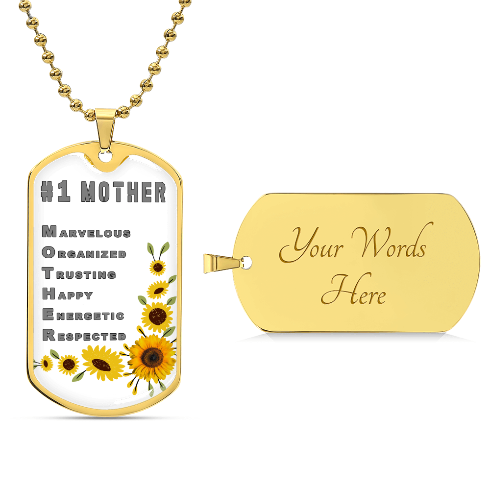 #1 Mother Personalized Dogtag Necklace White Mothers Day Gift - Army Tag Necklace, Dog Tag Necklace