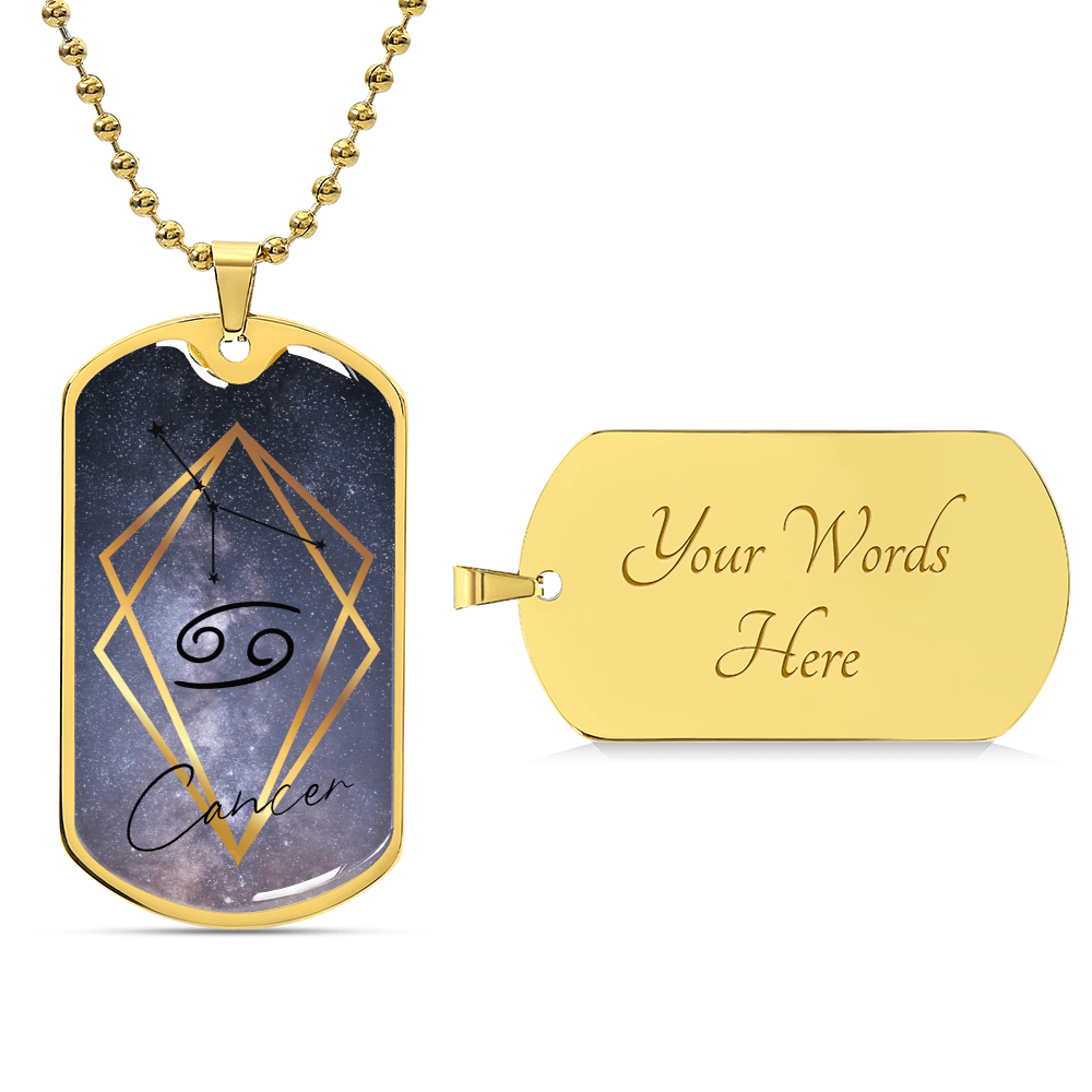Cancer Galaxy Personalized Dog Tag Necklace - Army Tag Necklace, Dog Tag Necklace