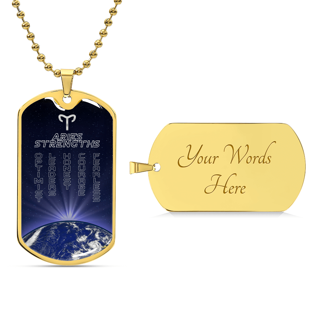 Aries Ball Chain Dog Tag Necklace - Army Tag Necklace, Dog Tag Necklace