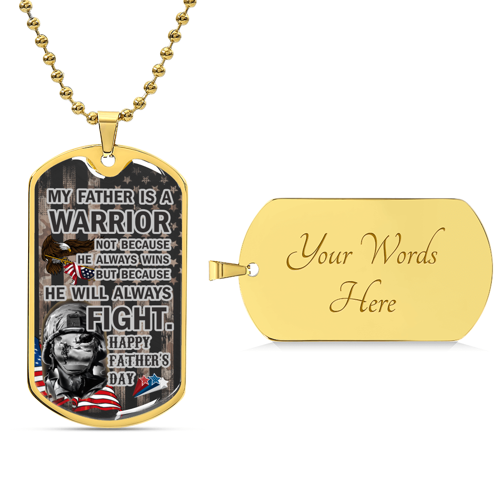 To My Veteran Dad-Father's Day Dog Tag For Veteran Dad - Army Tag Necklace, Dog Tag Necklace