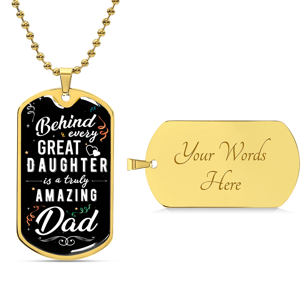 Father Daughter Gift - Father's Day Gift - Birthday Gift For Dad - Gift From Daughter - Father Gift - Gift For Him - Army Tag Necklace, Dog Tag Necklace