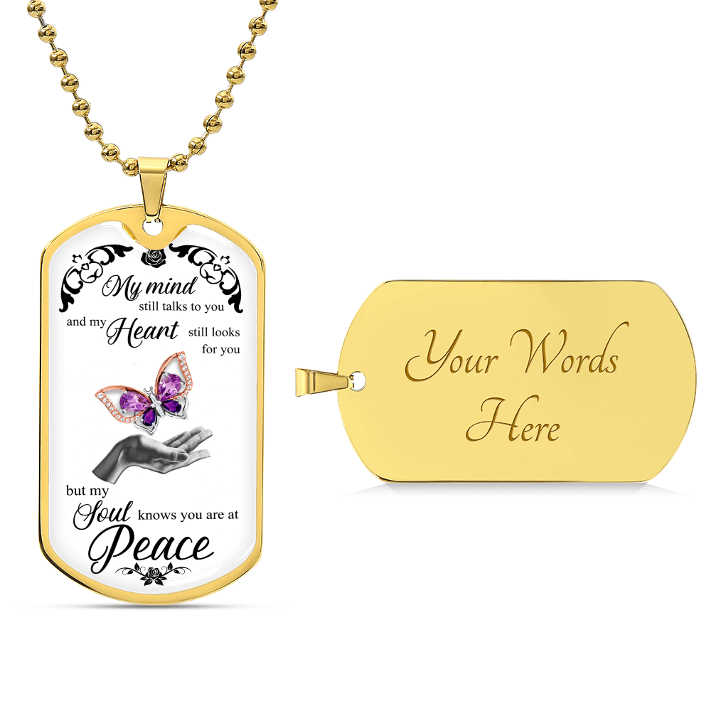 Custom Stainless Steel Necklace With Butterfly - Women Personalized Necklace - Best Gift For Girlfriend - Army Tag Necklace, Dog Tag Necklace