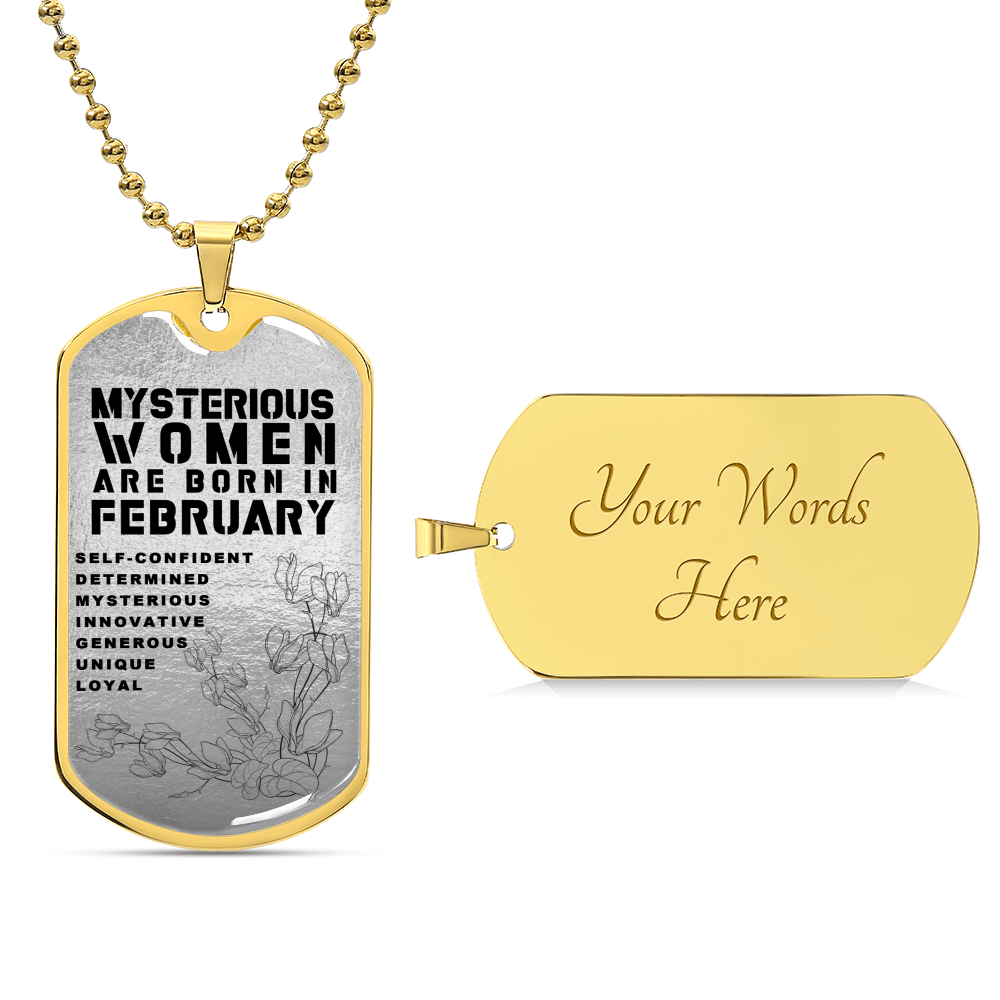 Mysterious Women Are Born In February Luxury Necklace With Dog Tag Silver - Army Tag Necklace, Dog Tag Necklace