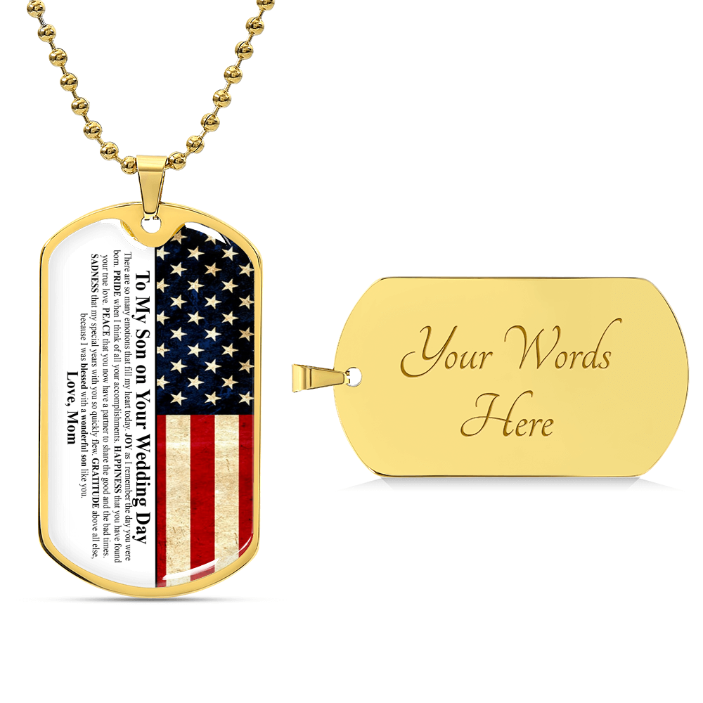 To My Son On Your Wedding Day - Army Tag Necklace, Dog Tag Necklace