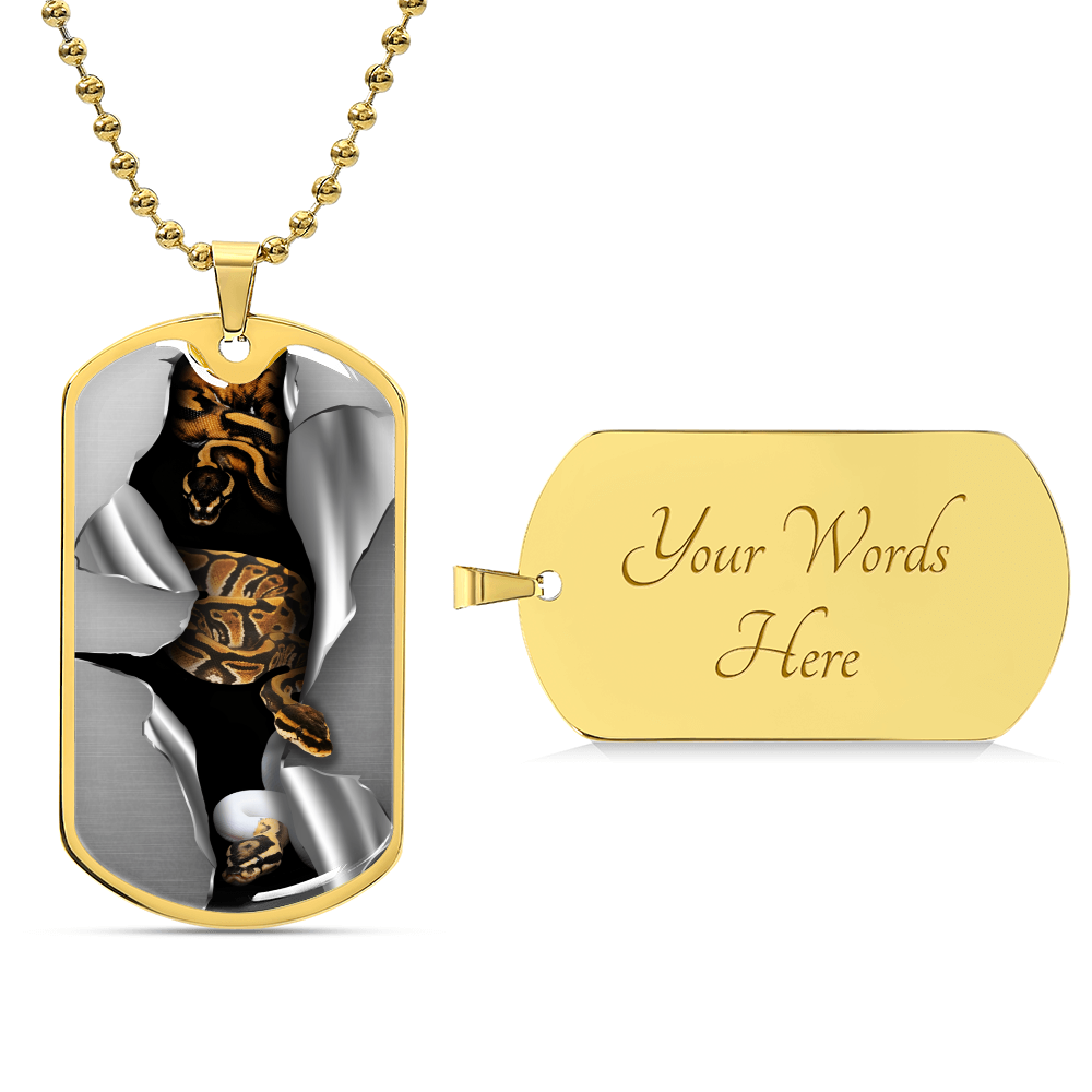 Ball Python - Army Tag Necklace, Dog Tag Necklace