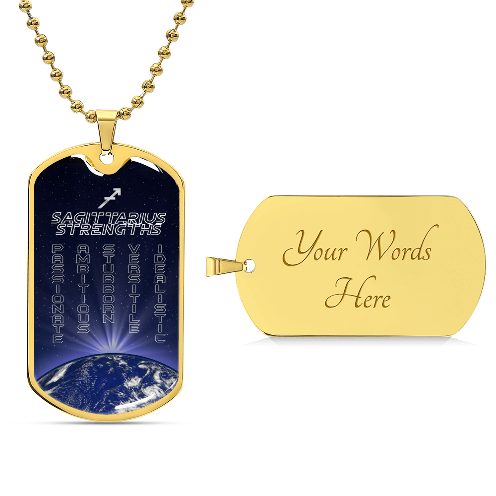 Sagittarius Ball Chain Dog Tag Necklace - Army Tag Necklace, Dog Tag Necklace