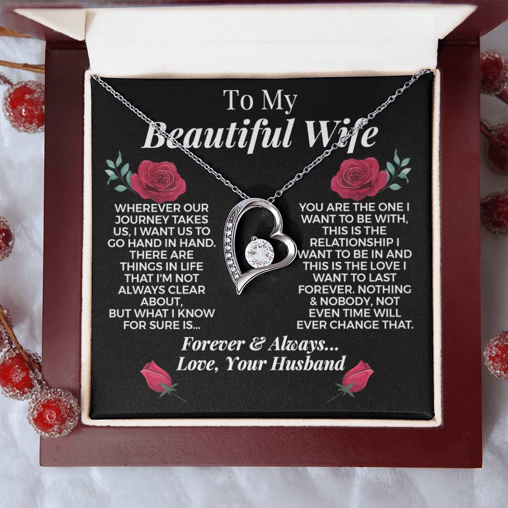 To My Beautiful Wife 14k Gold Necklace Forever Love Necklace
