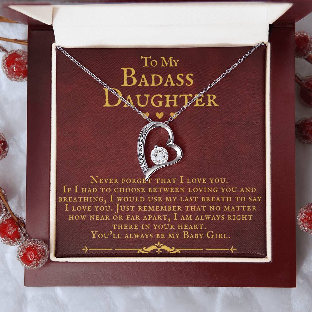 To My Badass Daughter You'Ll Always Be My Baby Girl Forever Love Necklace Forever Love Necklace
