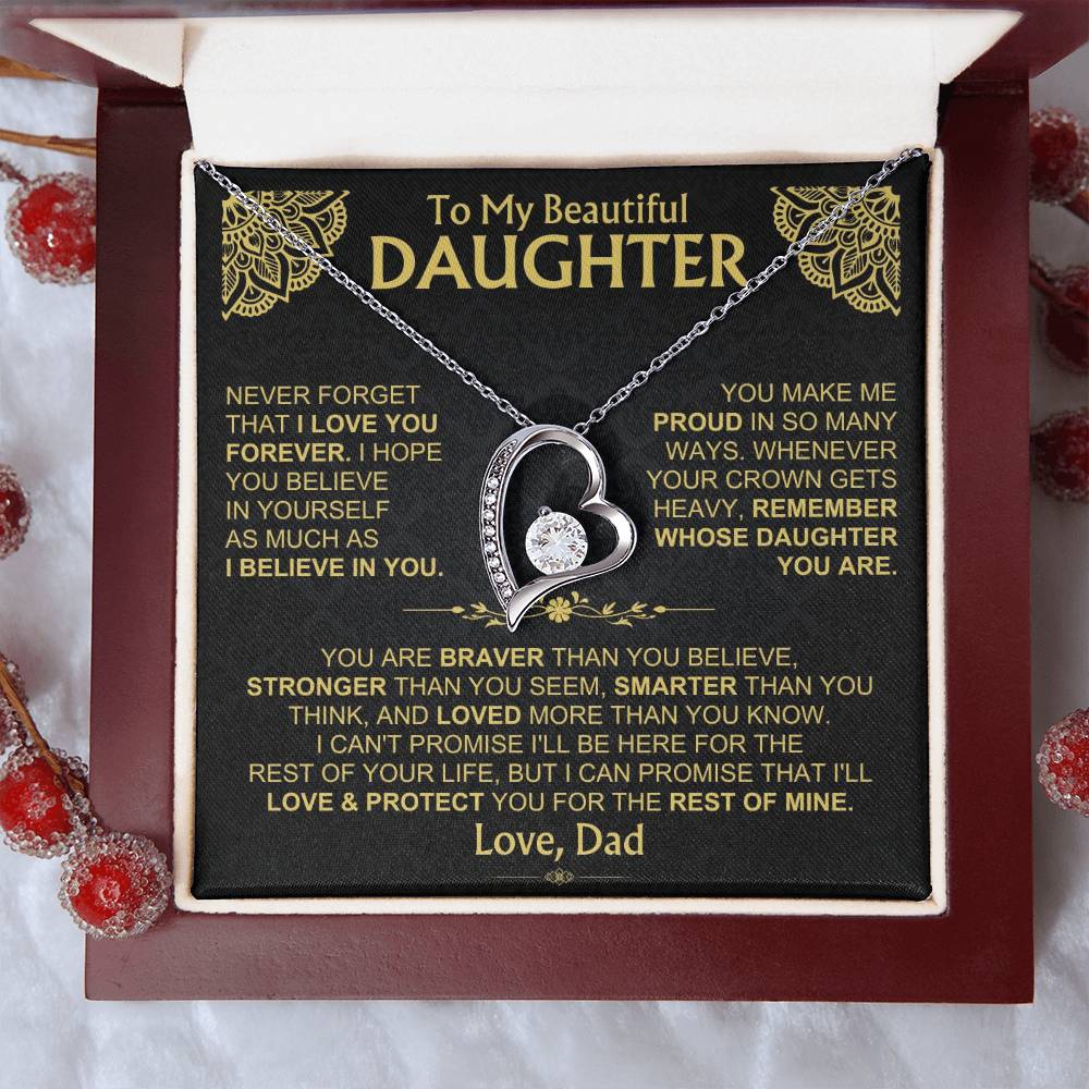To My Beautiful Daughter - Dad - Forever Love Gift Set - Ss490V3 Forever Love Necklace
