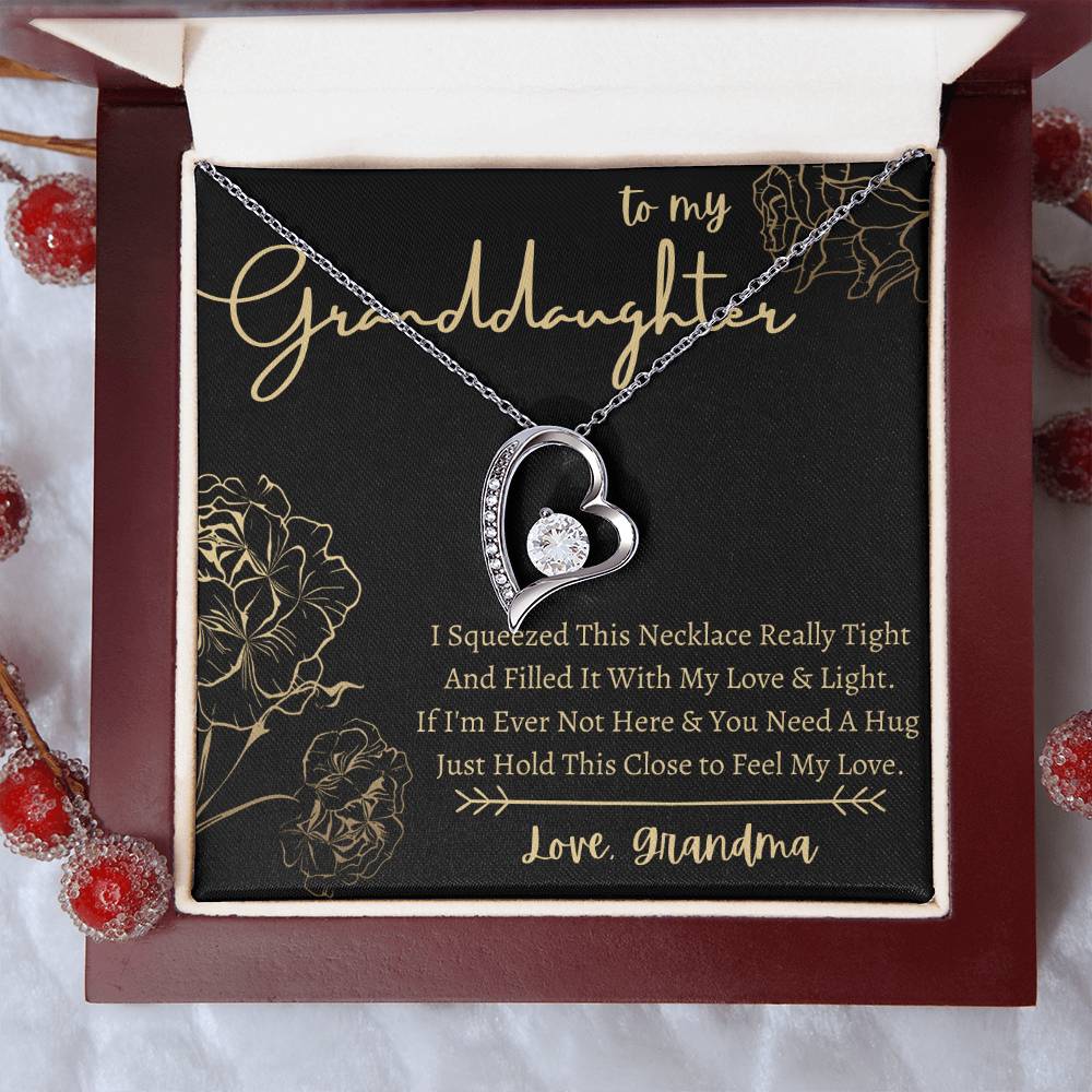 To My Granddaughter - Heart Necklace - Squeeze This Necklace - Love Grandma Forever Love Necklace