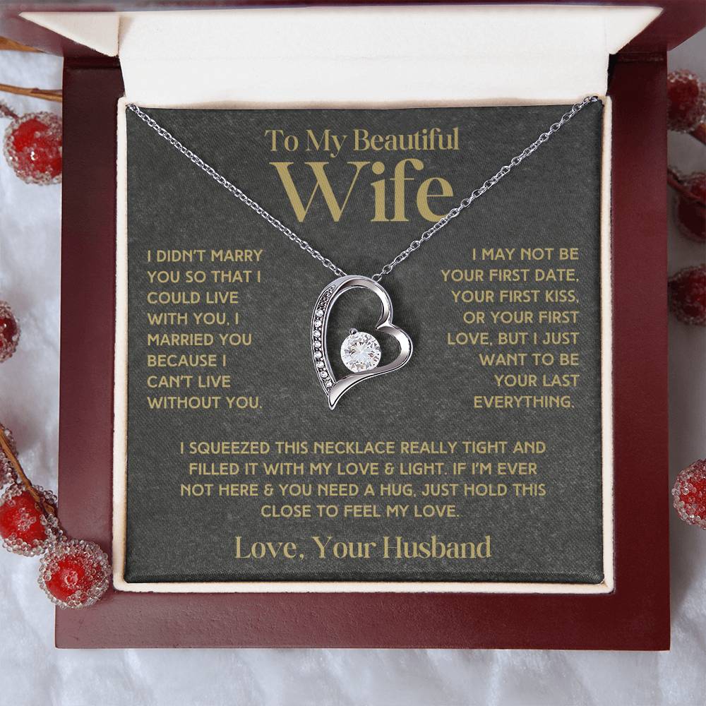 To My Beautiful Wife - Forever Love Necklace & Earring Set - I Want To Be Your Last Everything Forever Love Necklace