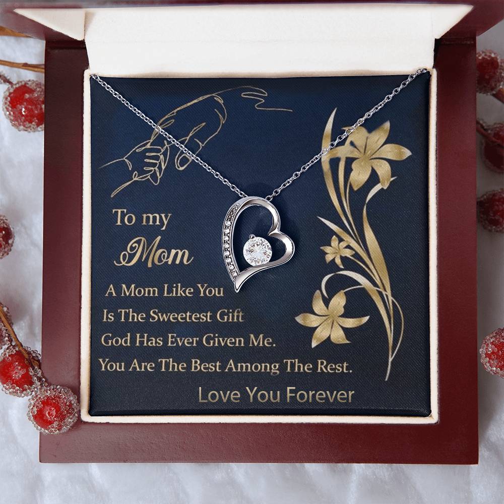 To My Mom Sweetest Gift 92.5 Sterling Silver Pendant 1 Forever Love Necklace