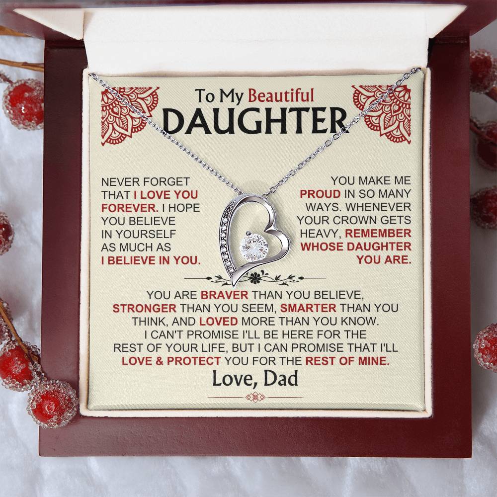 To My Beautiful Daughter - Dad - Forever Love Gift Set - Ss490V2 Forever Love Necklace