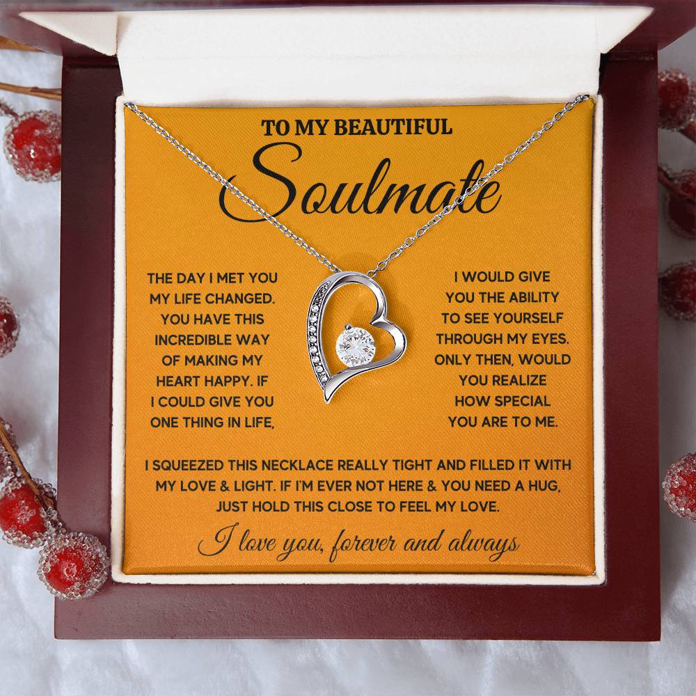 To My Beautiful Soulmate Heart Happy Squeezed Forever Love Necklace Gift Set Forever Love Necklace