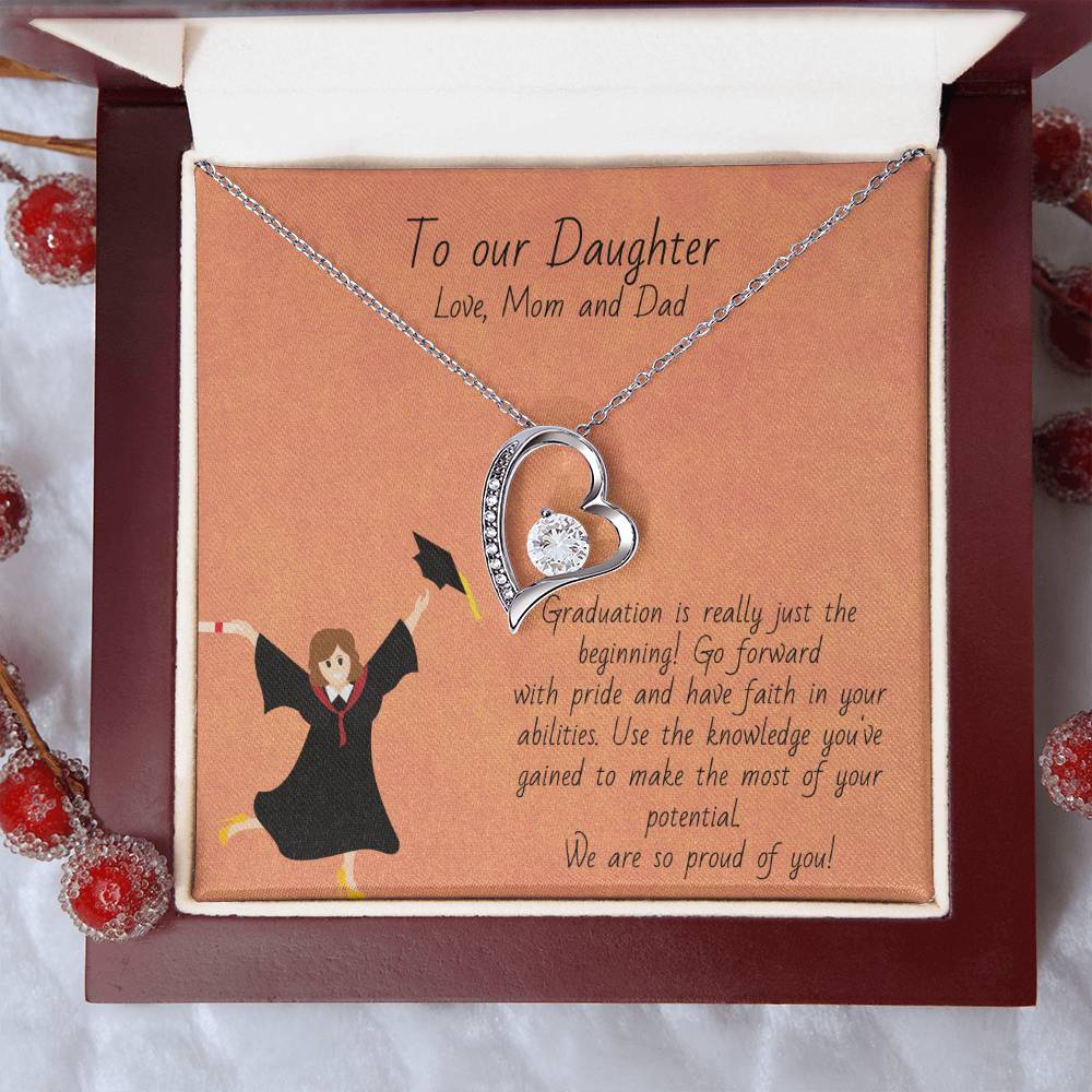 Graduation - Happy Graduation To Our Daughter - Graduation Gift Necklace Graduation Gift For Her College Forever Love Necklace