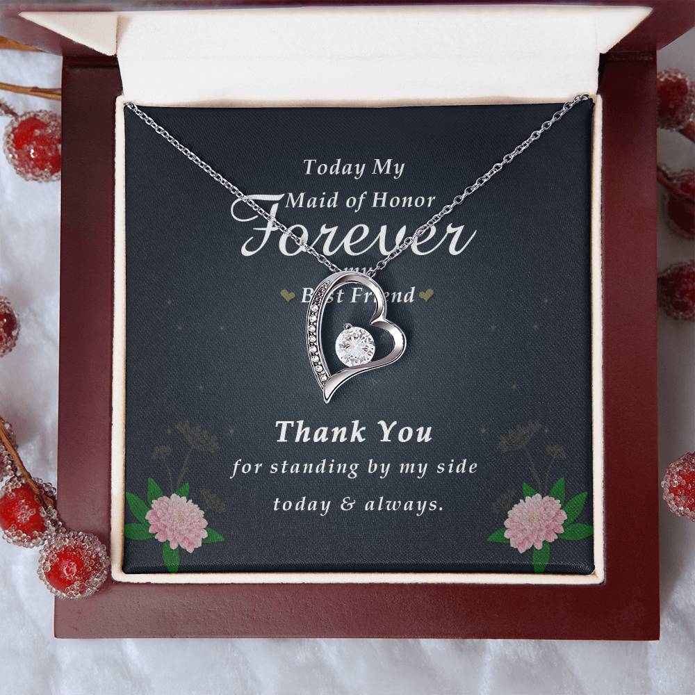 Forever Heart Necklace, Maid Of Honor Gift Forever Love Necklace