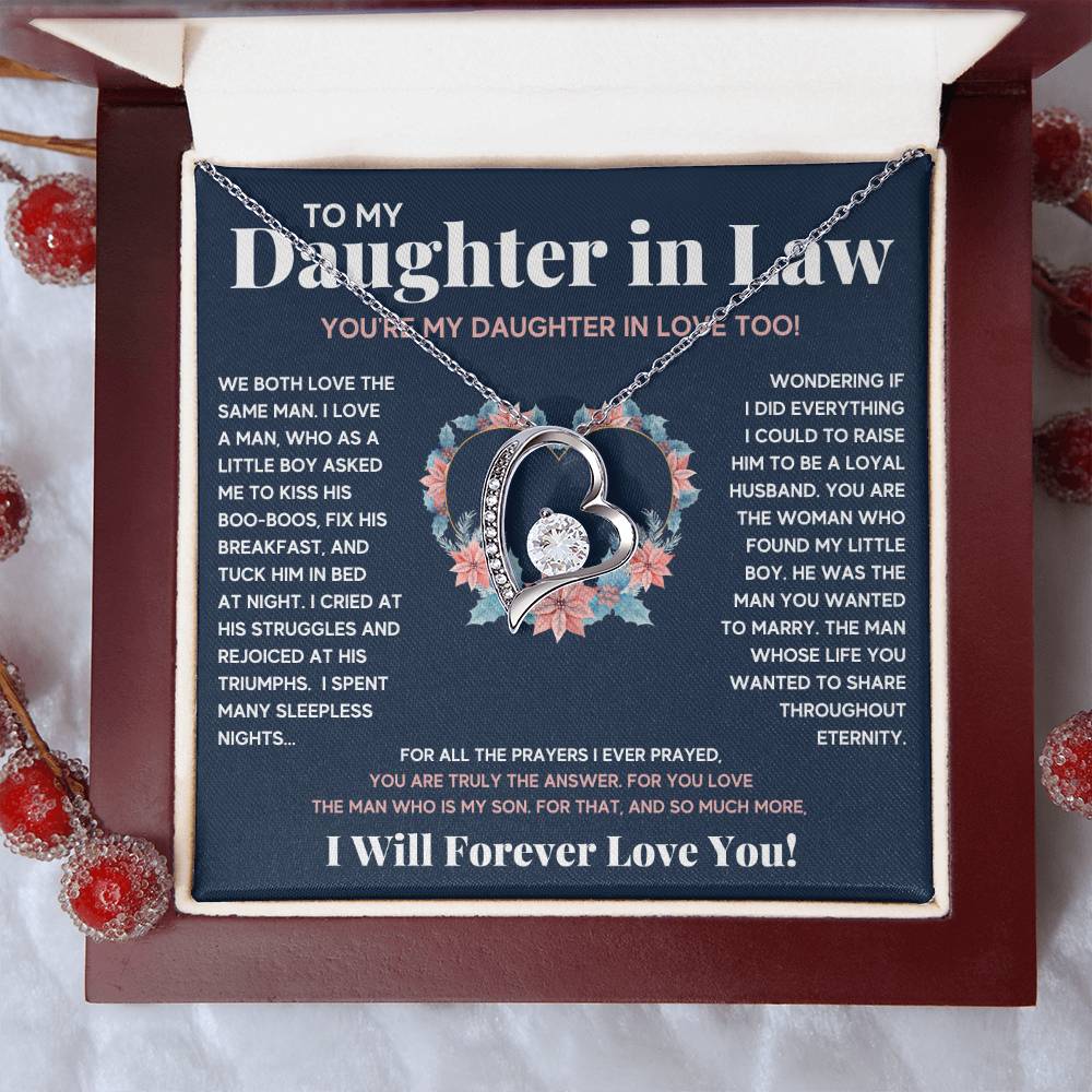 To My Daughter In Love Heart Necklace Gift Set Forever Love Necklace