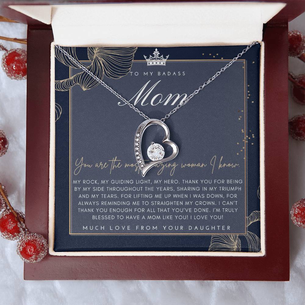Badass Mom Gift To My Badass Mom Necklace Mother’s Day Gift Daughter To Mom Gift Gift From Daughter To Mom On Wedding Day Mom Gift Forever Love Necklace