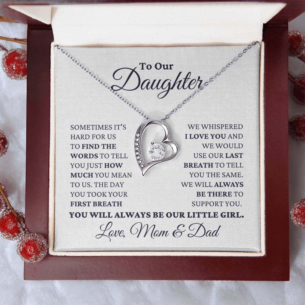 Gift For Daughter Love Mom And Dad Our Little Girl Necklace Forever Love Necklace