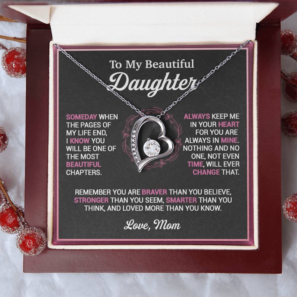 To My Daughter Necklace, Gift For Daughter From Mom, Mother Daughter Necklace Forever Love Necklace