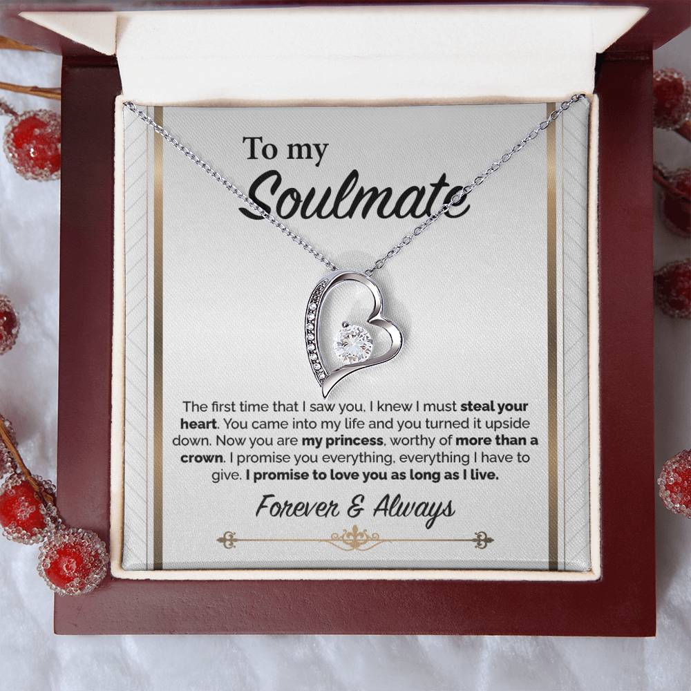 To My Soulmate I Promise To Love You As Long As I Live Forever Love Necklace