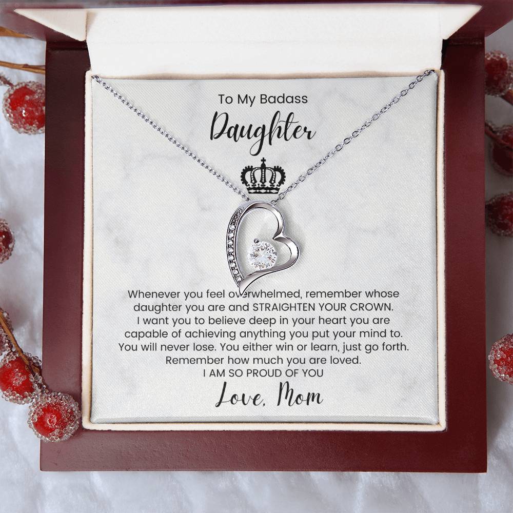To My Badass Daughter Gift For Daughter Birthday Luxe Crown Necklace Gift Set Badass Daughter Gift Forever Love Necklace