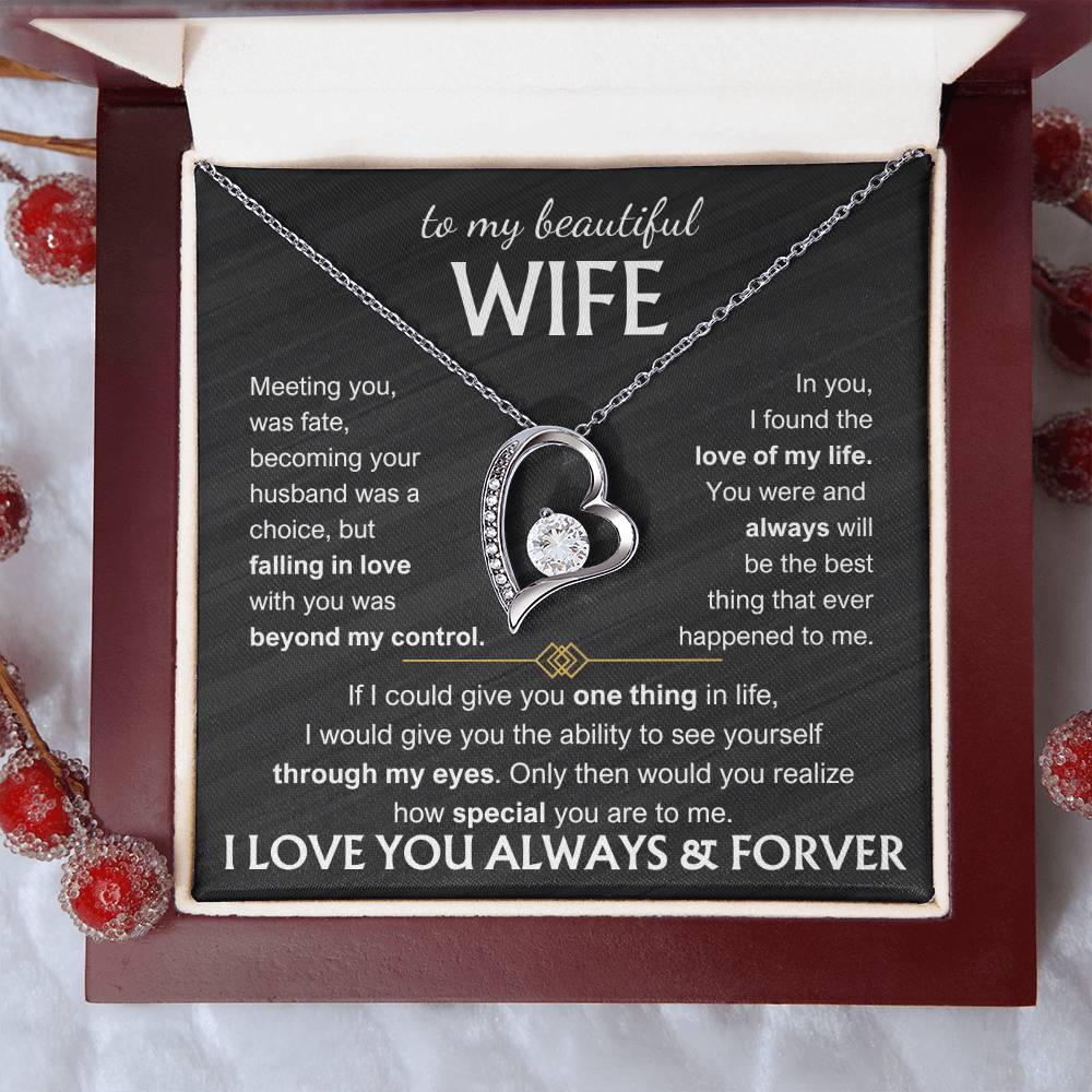 To My Beautiful Wife - Meeting You Was Fate Forever Love Necklace
