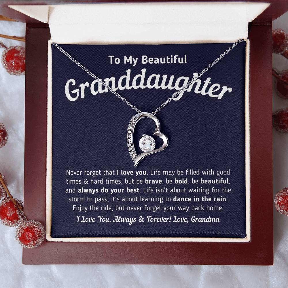 To My Beautiful Granddaughter - Never Forget That I Love You Forever Love Necklace