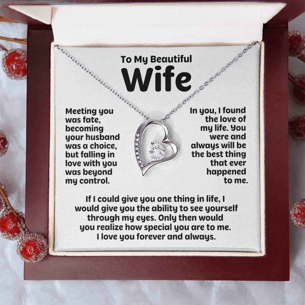 To My Beautiful Wife - Meeting You Was Fate - Forever Love Necklace