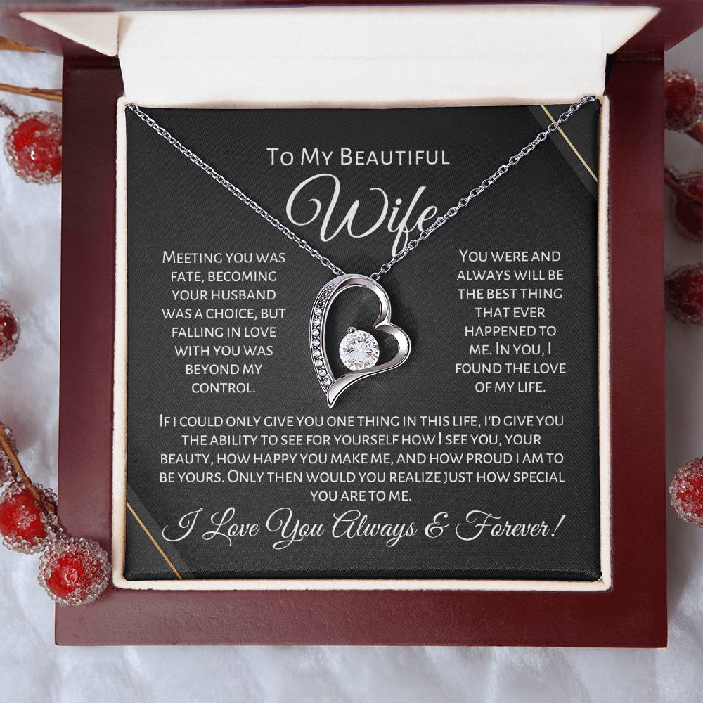 To My Beautiful Wife - One Thing - Forever Love Necklace