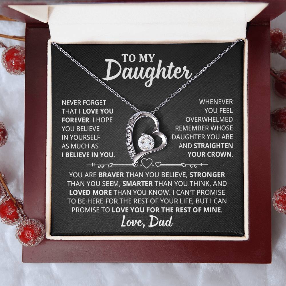 To My Daughter - I Hope You Believe In Yourself As Much As I Believe In You Forever Love Necklace