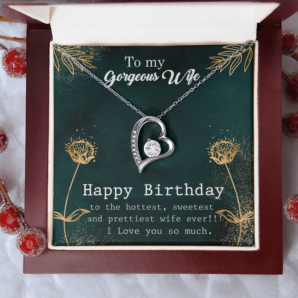 To My Gorgeous Wife - Happy Birthday - 925 Sterling Silver Pendant Forever Love Necklace