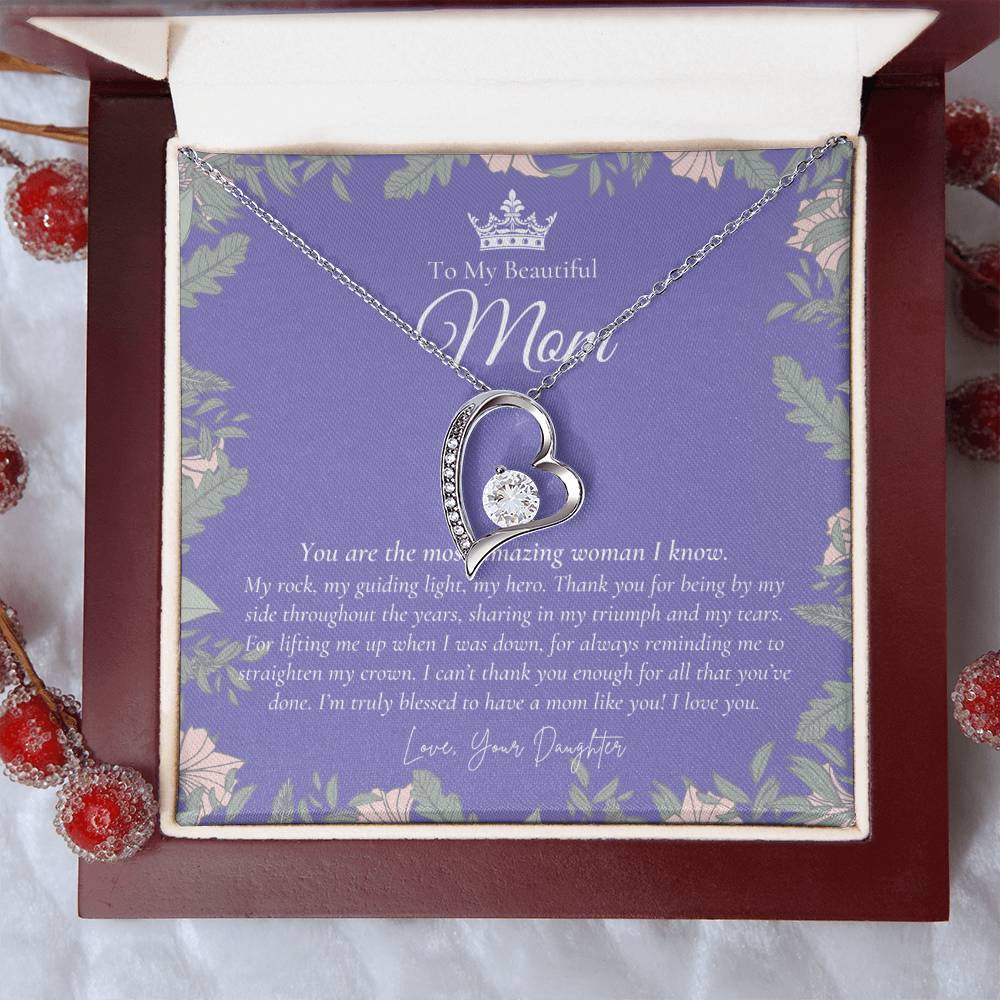 To My Beautiful Mom Necklace Beautiful Mom Gift Mother’S Day Gift Birthday Gift For Mom Gift From Daughter On Wedding Day Forever Love Necklace