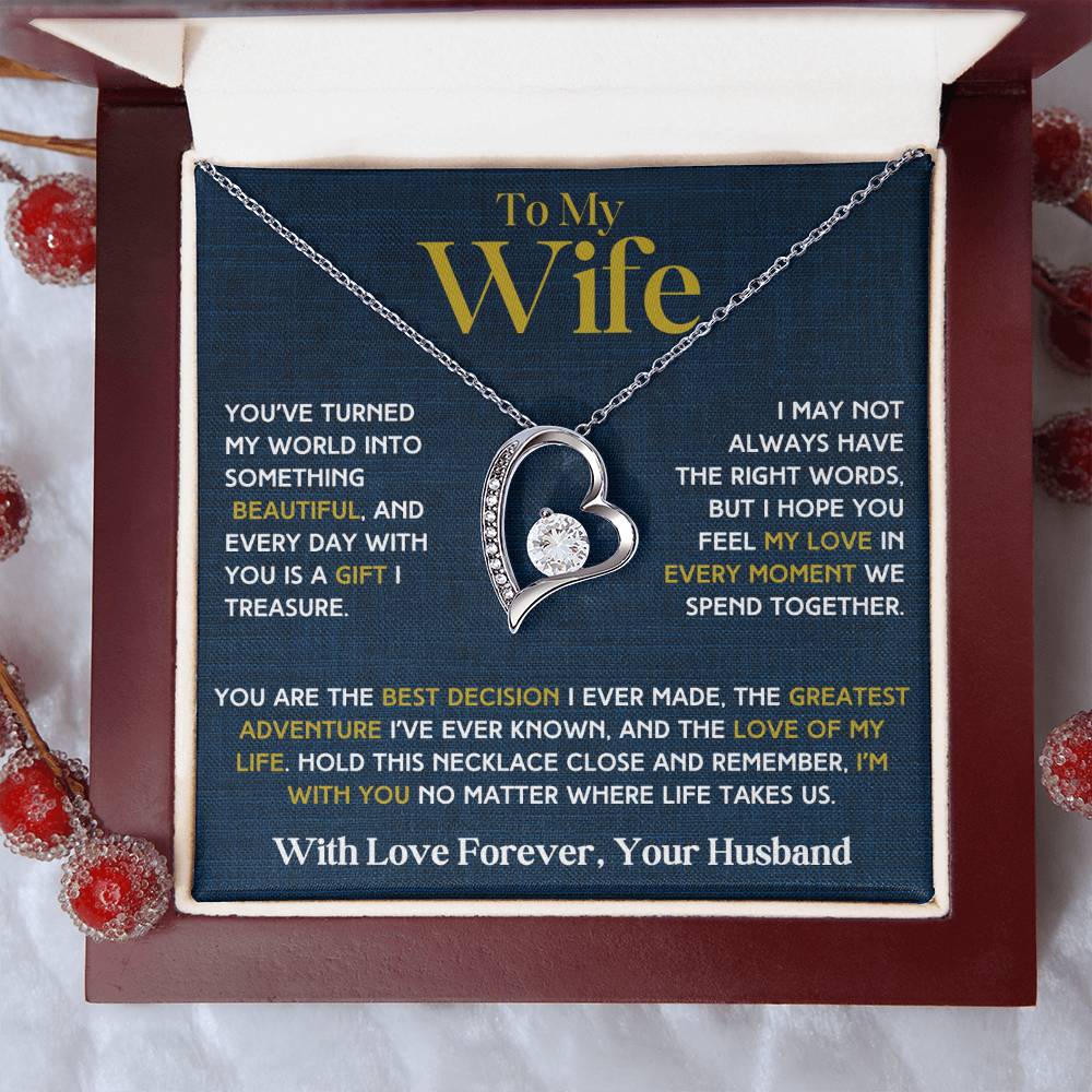 To My Wife - Forever Love Necklace & Earring Set - You Are My Treasure Forever Love Necklace