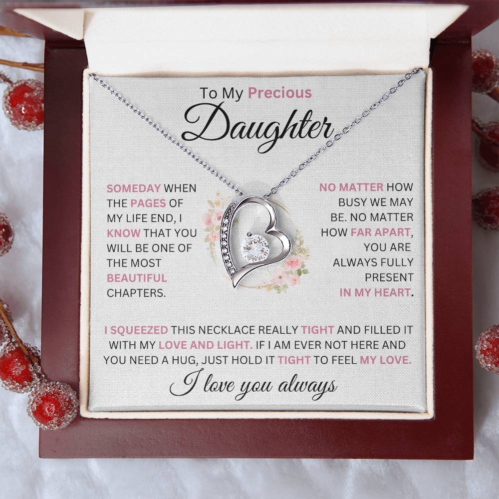 To My Daughter No Matter How Busy... Love You Heart Necklace Forever Love Necklace