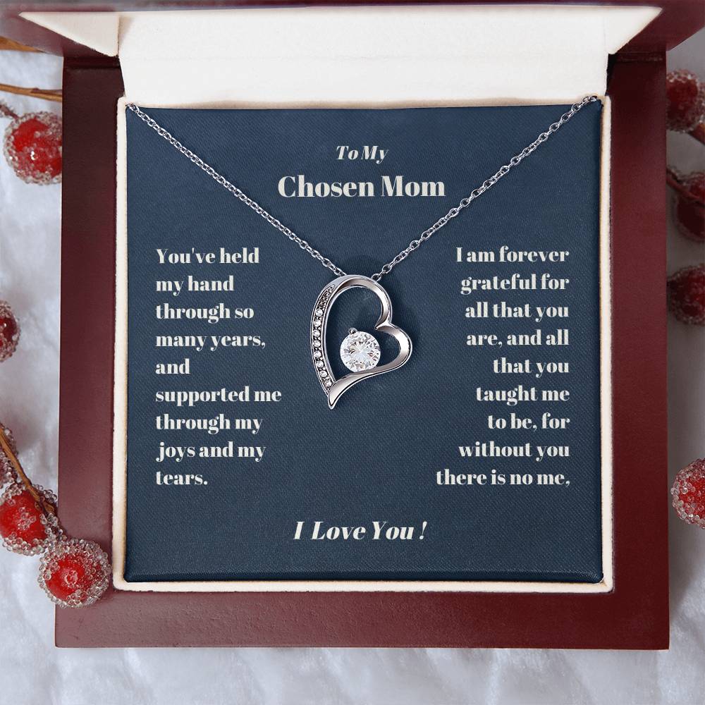 Chosen Mom Heart Necklace Gift Forever Love Necklace