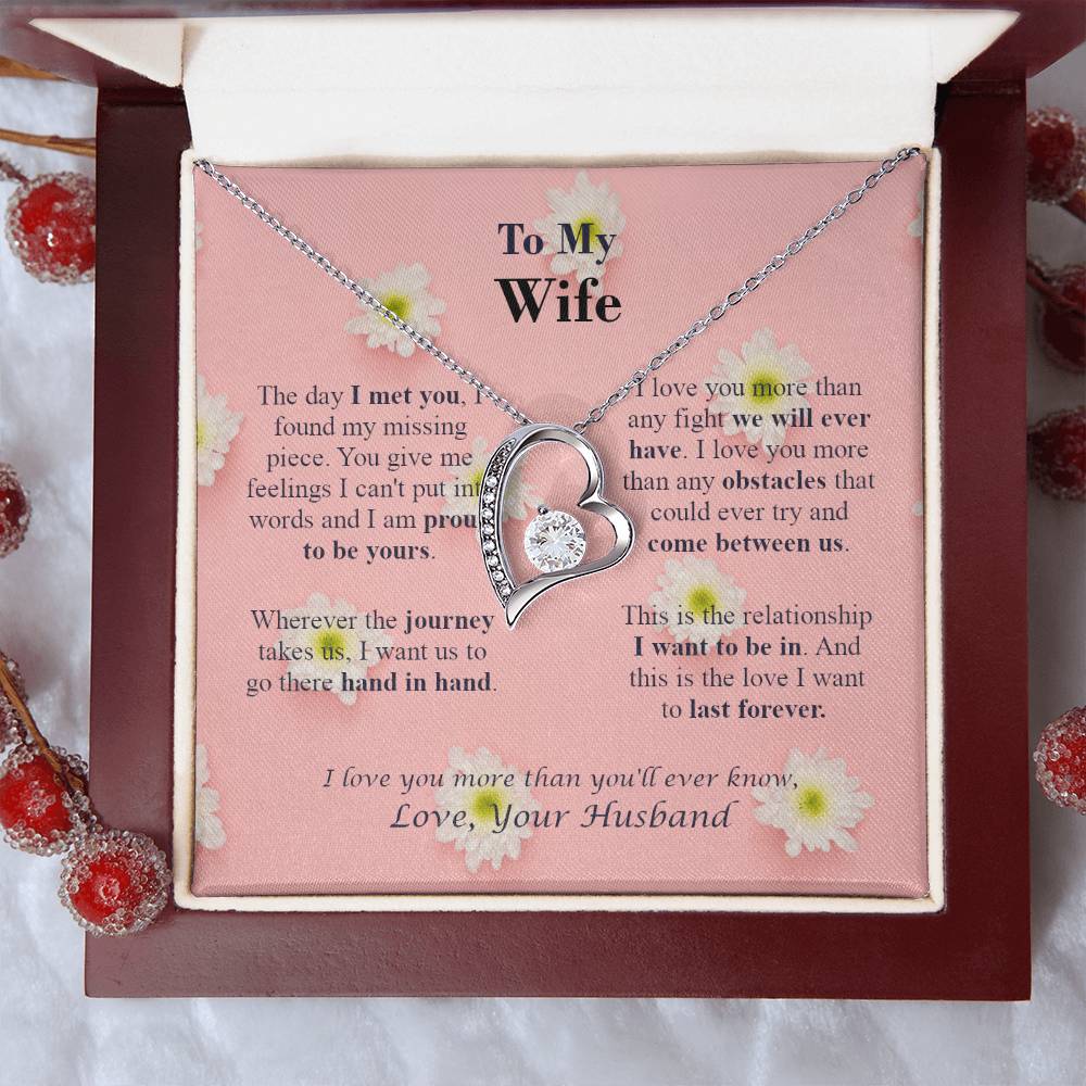To M Y Wife - Forever Necklace - Love Your Husband - Pink Daisy Forever Love Necklace