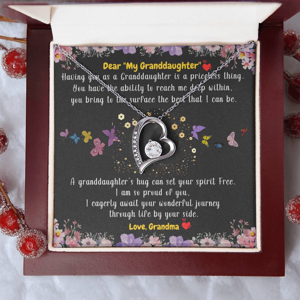 To My Granddaughter A Granddaughter’s Hug Can Set Your Spirit Free From Grandma 1 Forever Love Necklace
