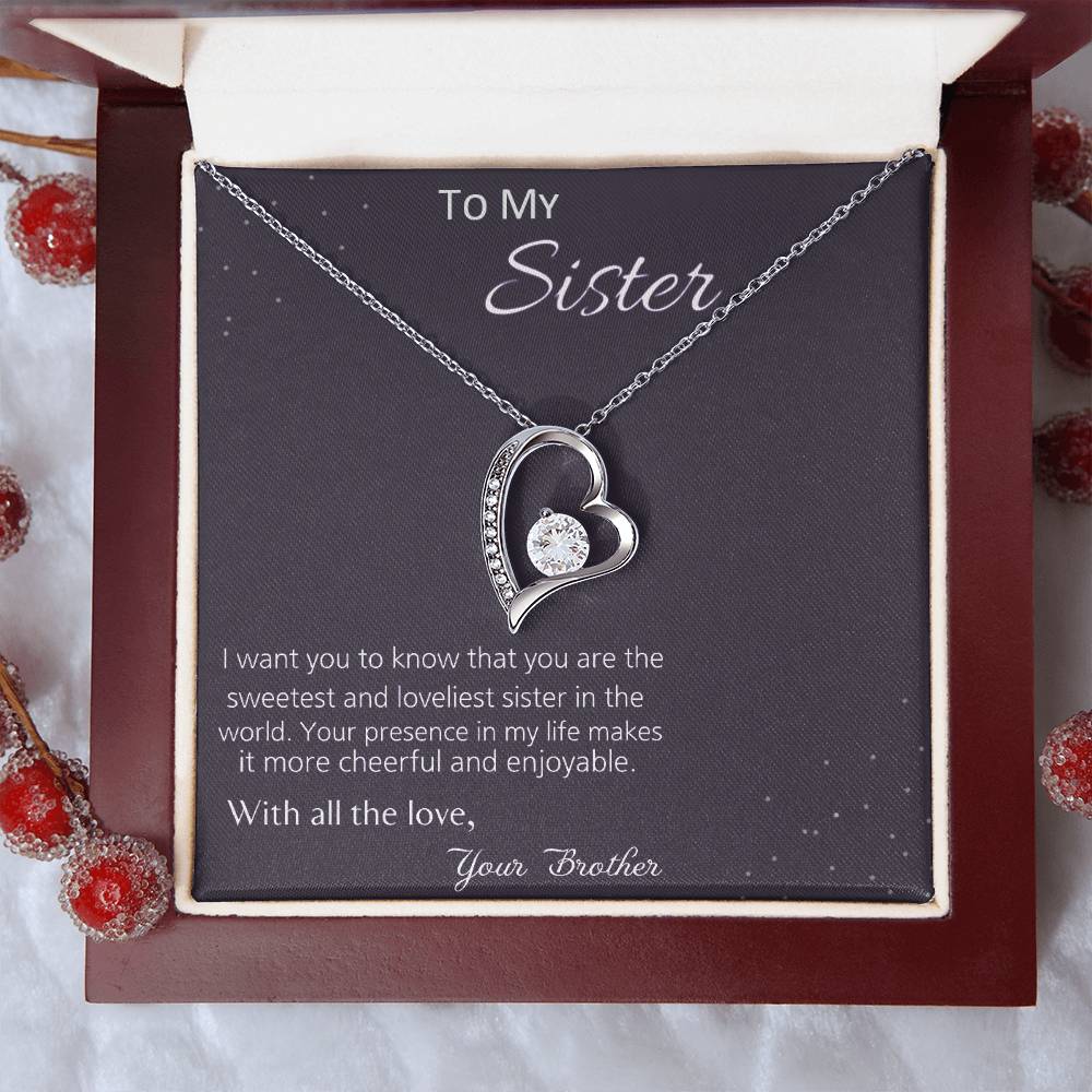 To My Sister With All The Love 925 Sterling Silver Pendant 1 Forever Love Necklace