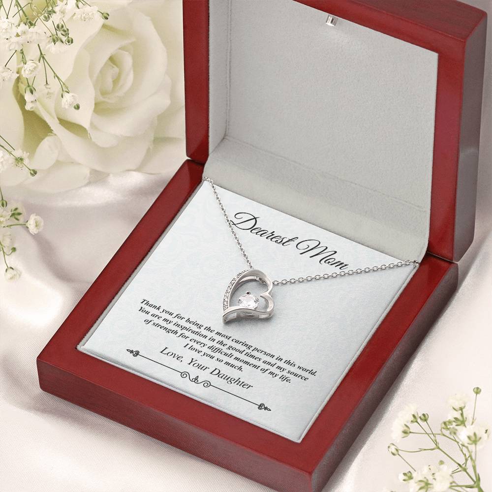 'Dearest Mom' Heart Necklace - The Most Caring Person In This World Forever Love Necklace
