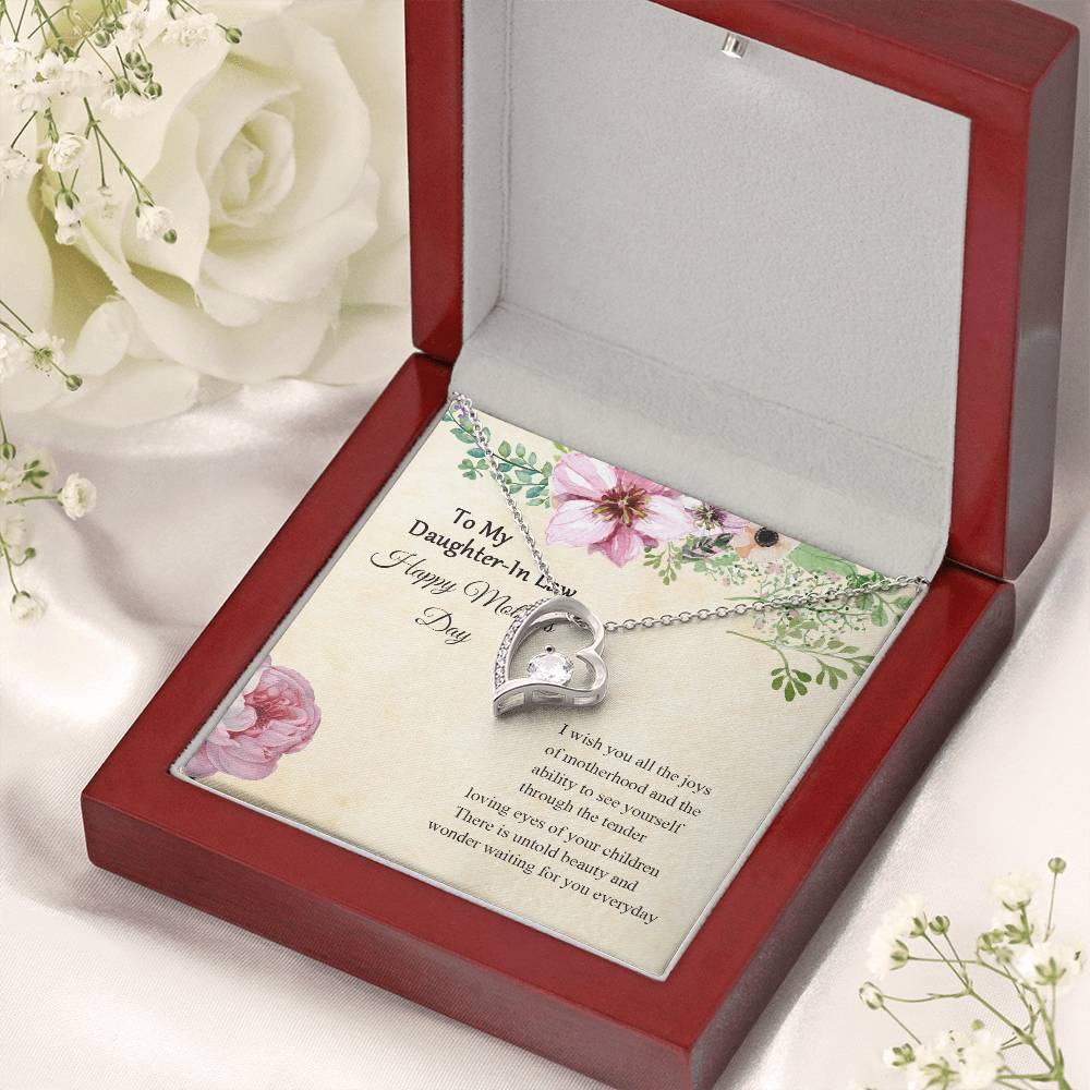 To My Daughter In Law Mother's Day Gift For Daughterinlaw New Mom Necklace Daughter Gift For Happy Mother's Day Forever Love Necklace