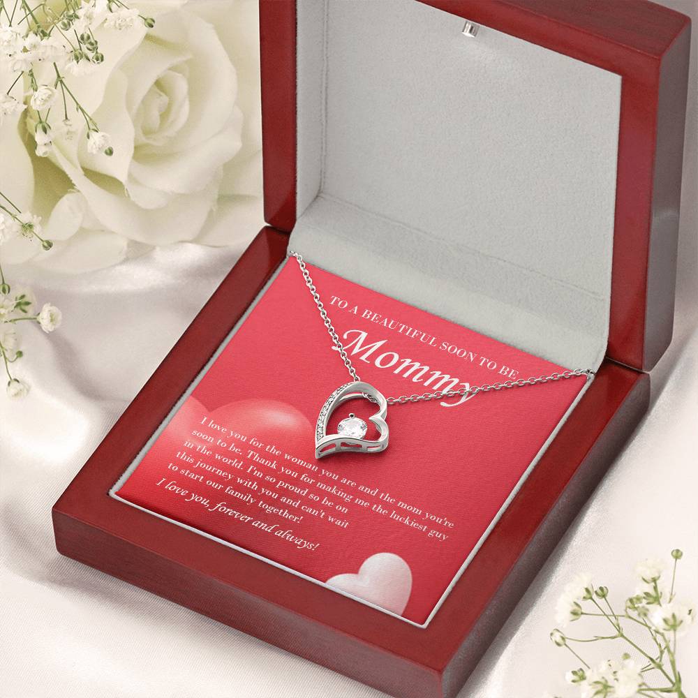 Mom To Be Valentine's Necklace From Baby Bump And Husband First Time Mommy Soon To Be Mother Jewelry Pregnant Valentine's Present Forever Love Necklace