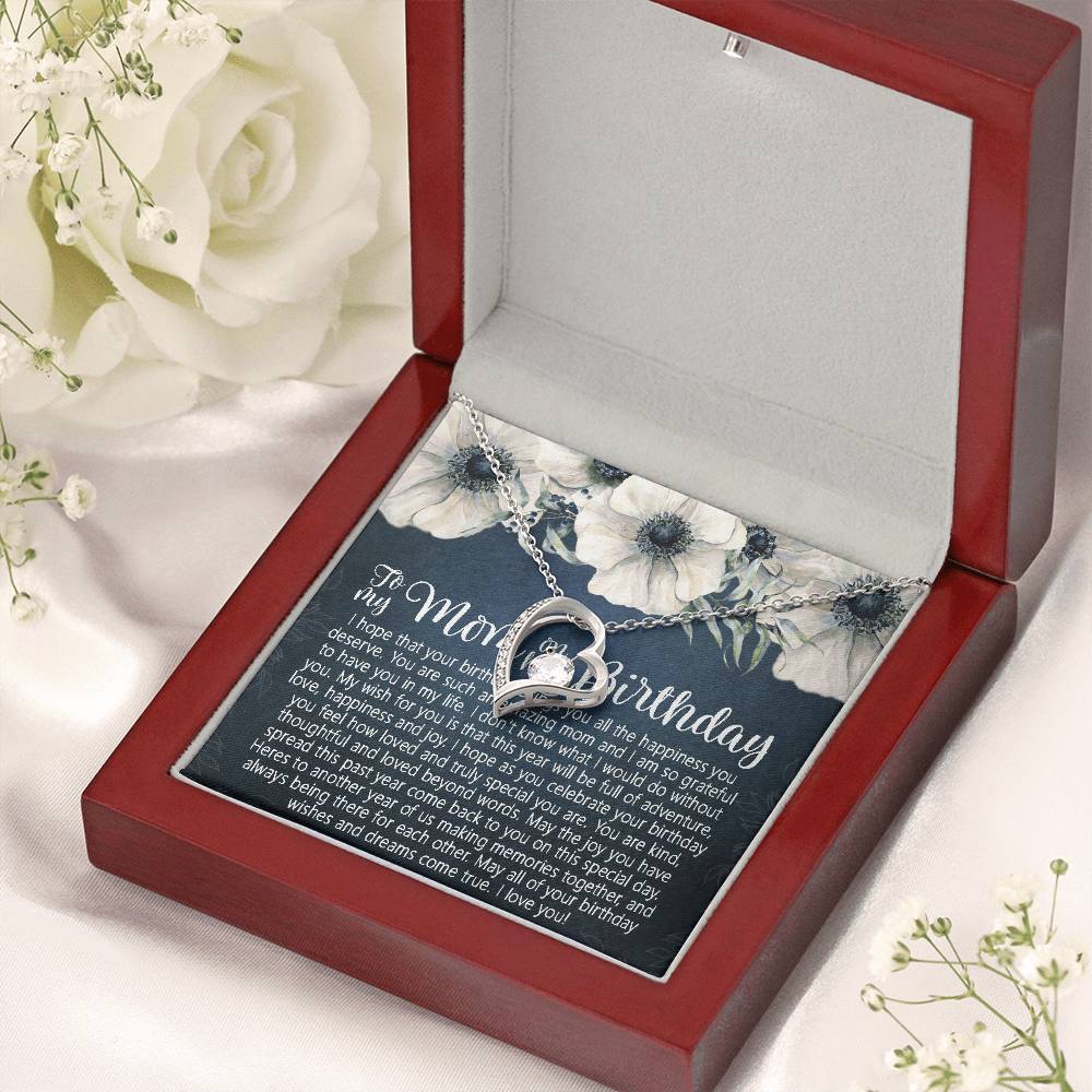 Mom Birthday Forever Love Necklace Gift Mom Birthday Jewelry Mom Necklace Or Bracelet Happy Birthday Mom Message Card Quote Cute Gift For Mom Forever Love Necklace