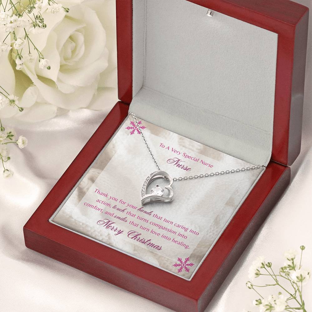 Merry Christmas To A Special Nurse 14K Gold Necklace Forever Love Necklace